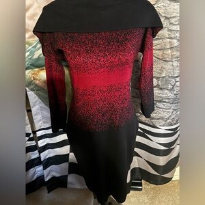 Lane Bryant Elegant Red and Black Long Sleeve Dress